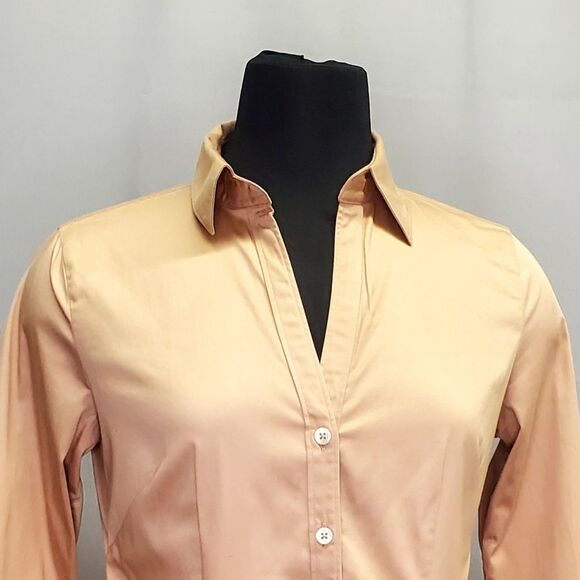 Banana Republic Camel Talilored Button Down Shirt 3/4 Sleeves Size Small - Picture 6 of 6